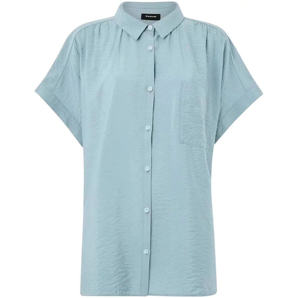 Whistles Pale Blue Nicola Button Through Shirt